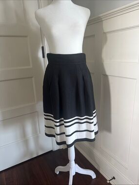 Searle Black Skirt with White Striped Hem